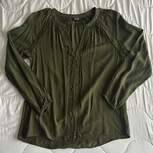 a.n.a Olive Green Blouse with Stud Accents